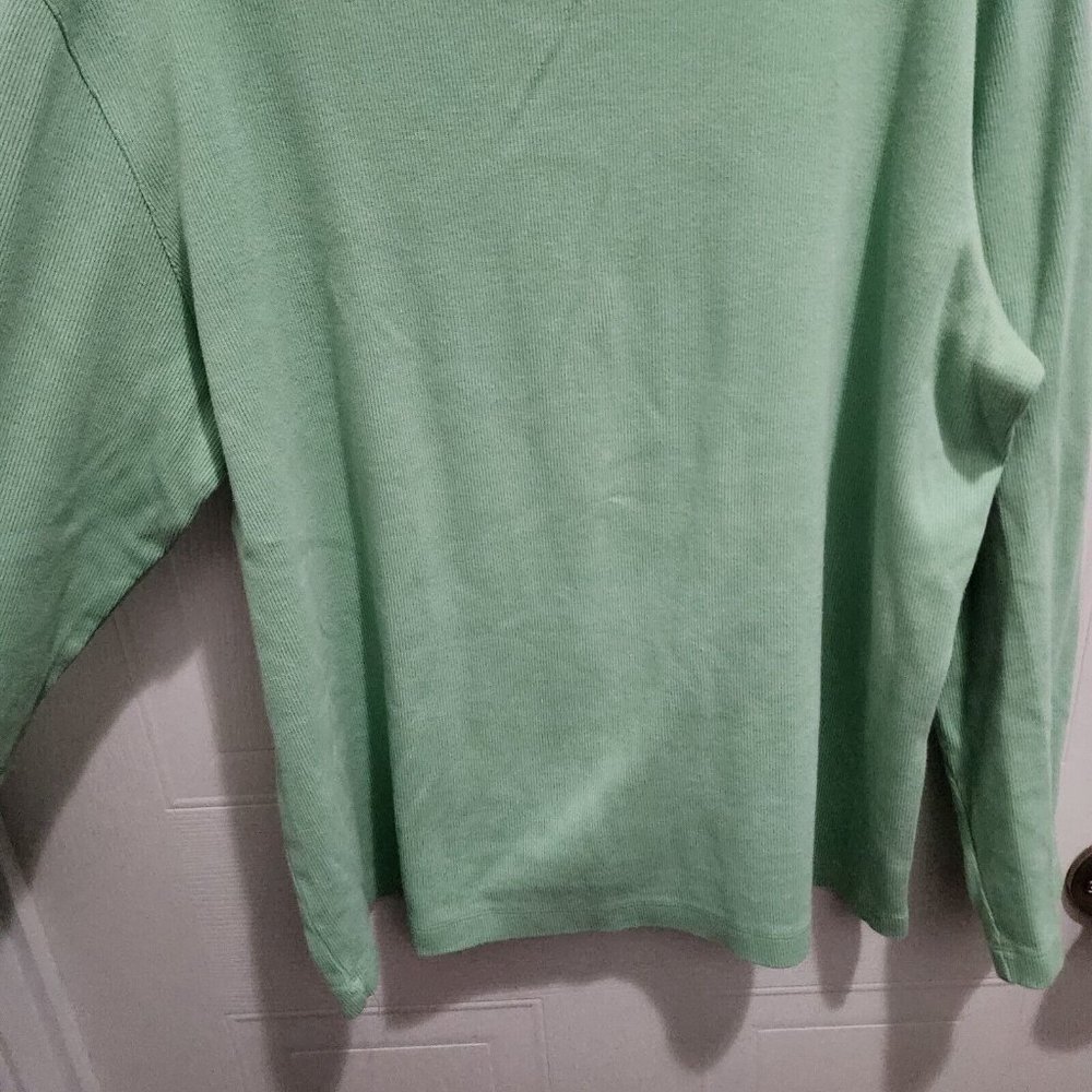 Vintage Talbots Women's Long Sleeve Ribbed Knit Stretch Pullover Top Green Sz L - Picture 4 of 9